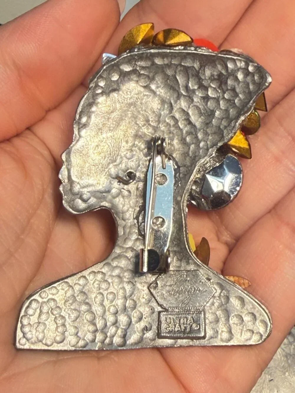 OOAK Lady Silhouette Brooch Signed Luigi Ultracraft Handmade